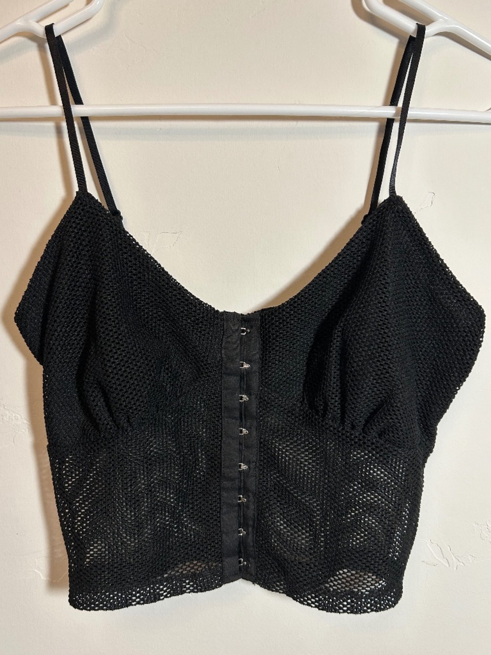 Black Mesh Fishnet Hook and Eye Cami